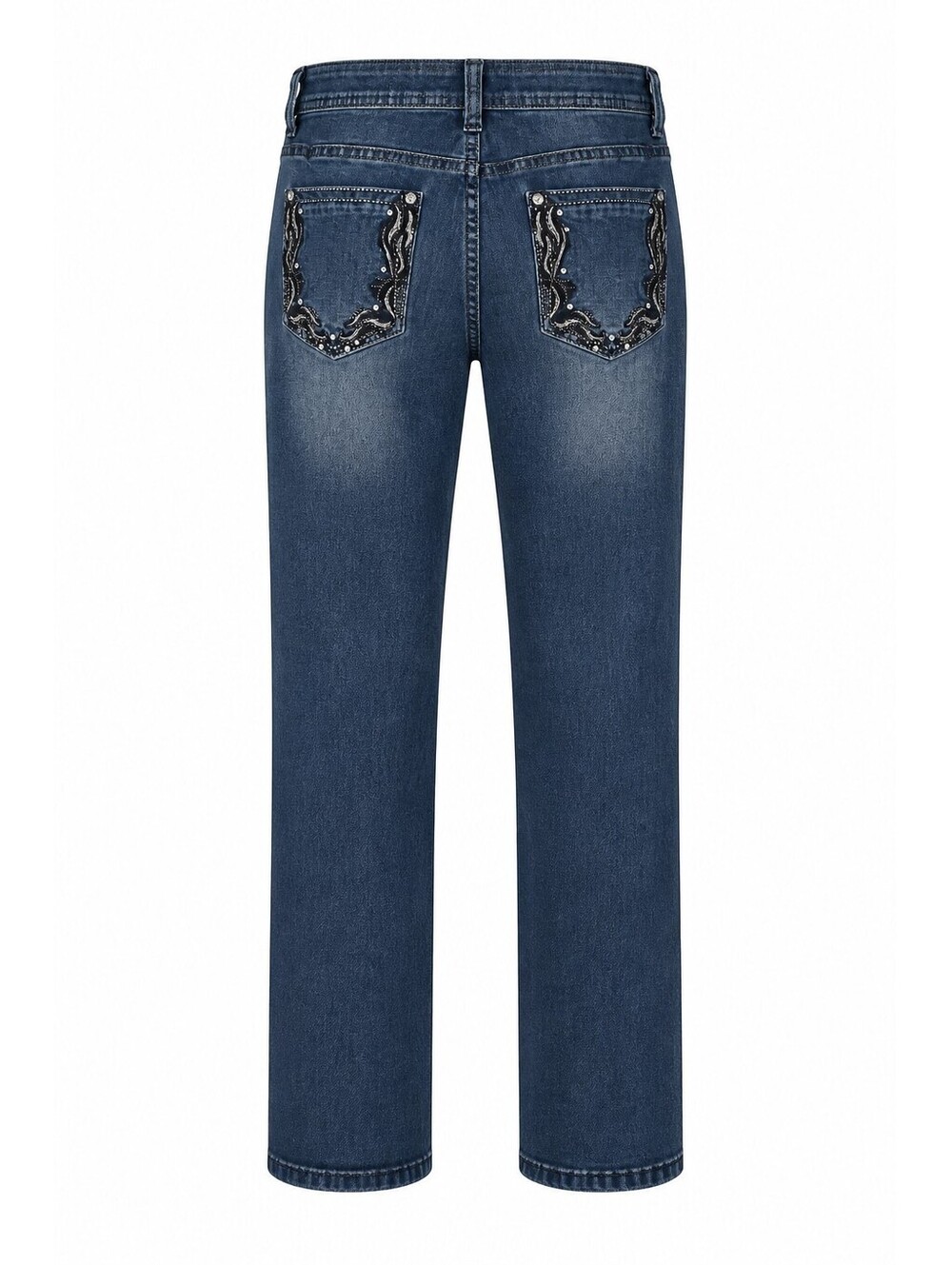 Rebas Women's Blue Denim Jeans with Embellished Back Pockets Size 10